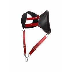 MOB Eroticwear Harnais et Cockring Dngeon Noir-Rouge